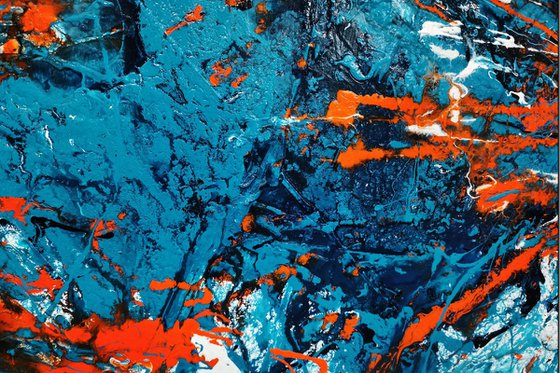 Teal Candy 240cm x 100cm Blue Orange Abstract Art