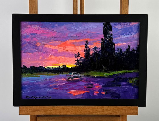 A Romantic Sunset Outside the City
