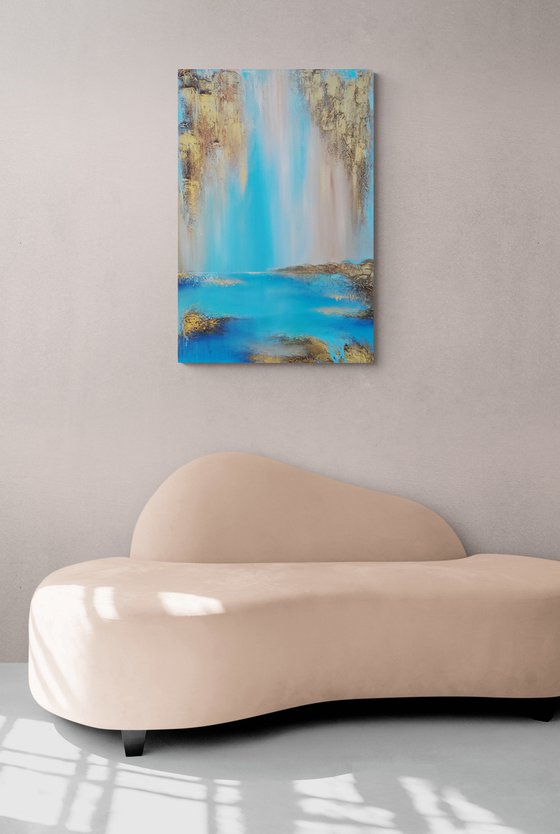 A XL large original modern semi-abstract painting "Shine"