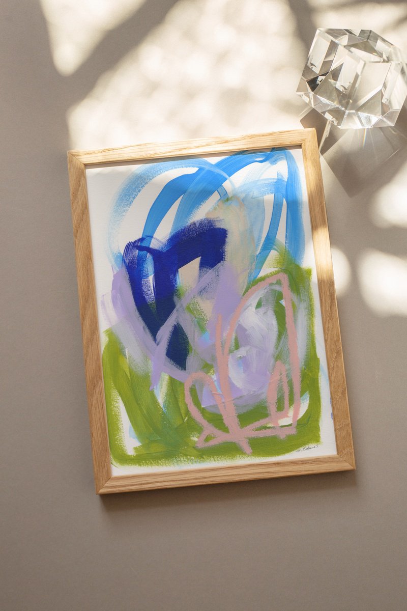 Organic Abstract Acrylic Painting By Mareike Bohmer, 8 X 12", Abstract Brush Strokes 343, Original Artwork