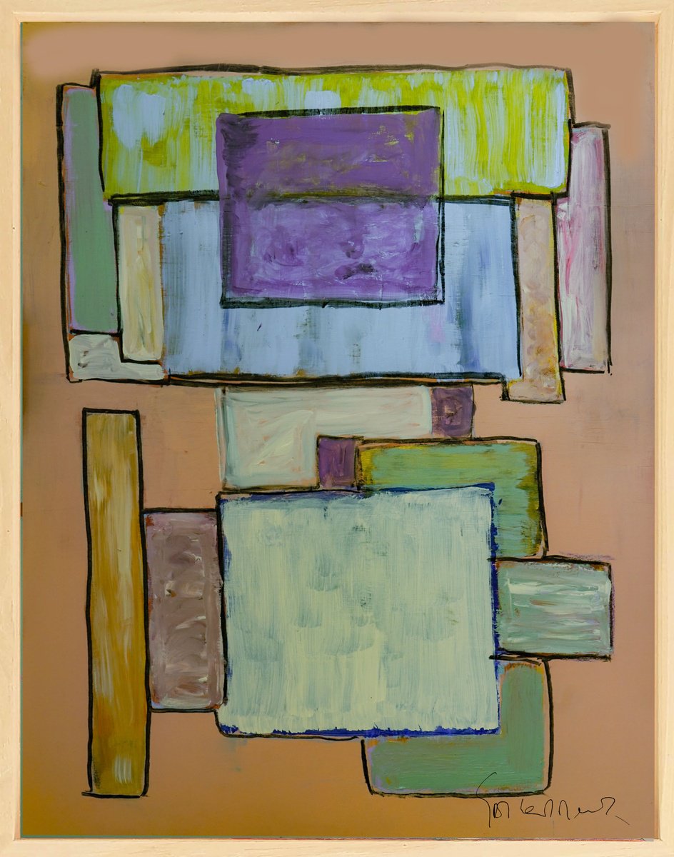 Geometric Abstract Acrylic Painting By Geert Lemmers Fpa, 33 X 41, Liberation Of The Mind 342, Original Artwork
