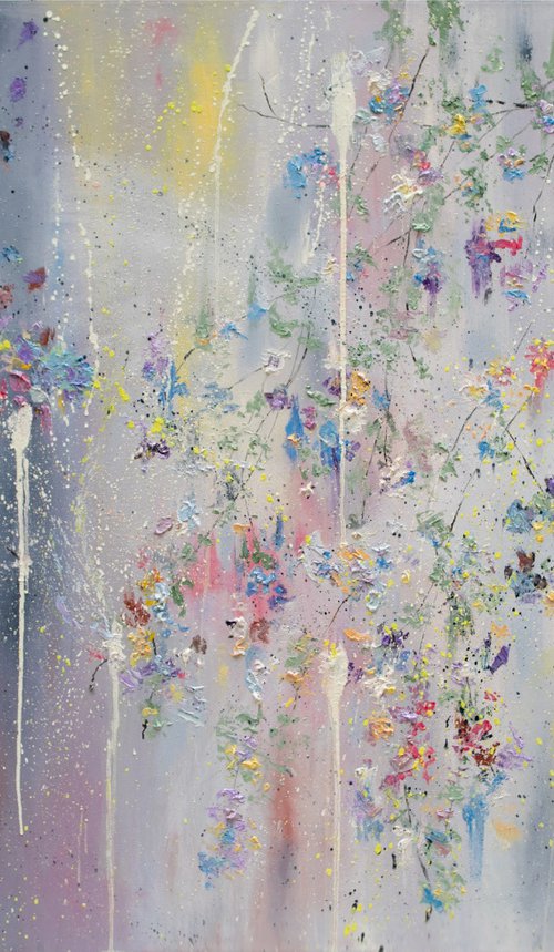 'Splash of Flowers'- XL Painting Oil on Canvas by Anna Ugryumova