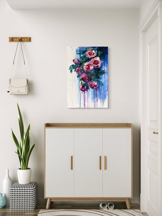 Flowing Roses in Blue