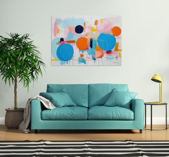 Bright blue and orange