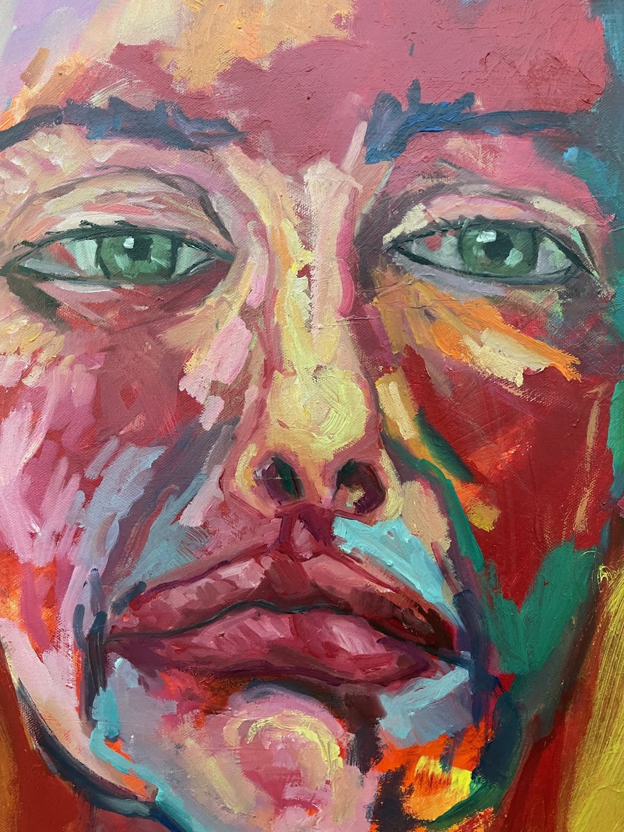 Impressionistic Portrait Oil Painting By Ulli Schmitt, 24 X 31", Lucia, Original Artwork