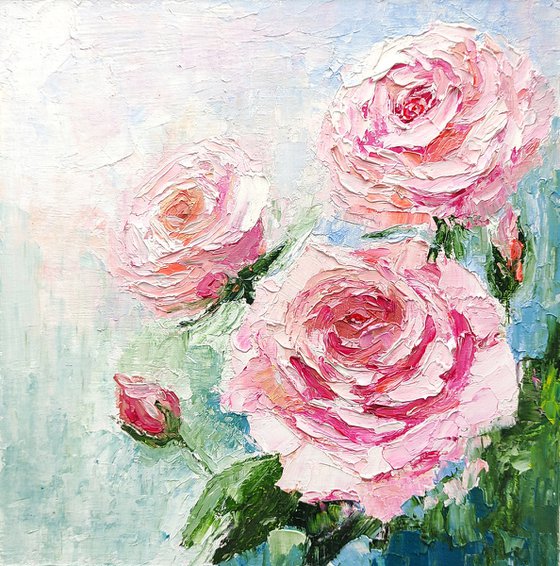 Pink Roses Painting Floral Art