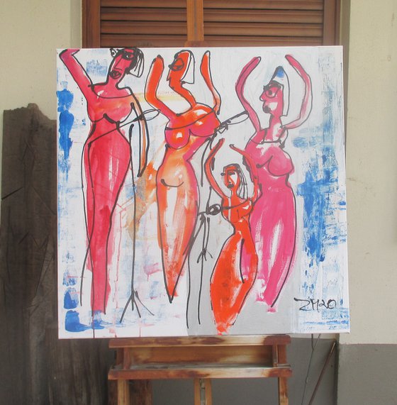 Jazzgirls Musicgirls acrylpainting 31,5 x 31,5 inch