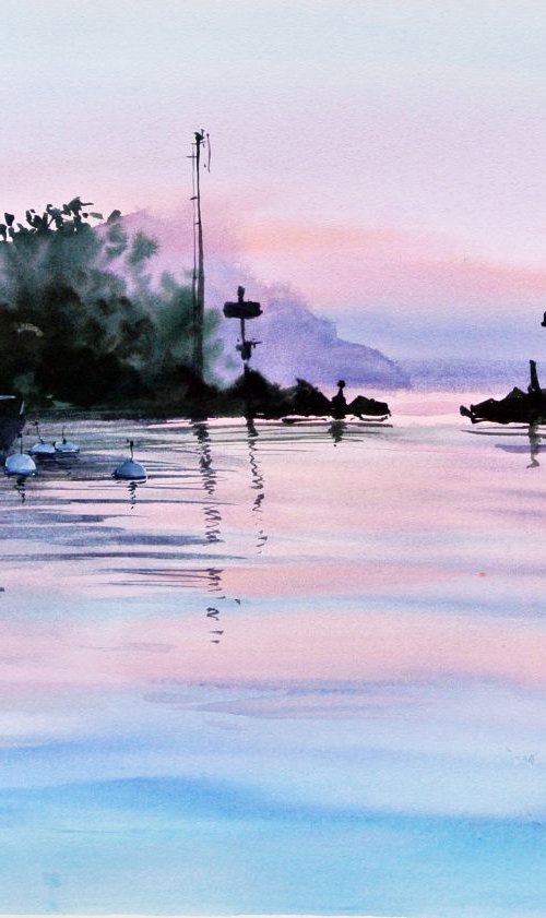 A sunset in Montreux by Ksenia Astakhova