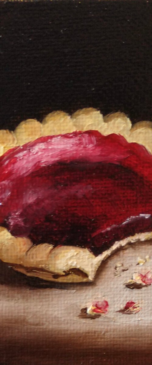 Little Blackcurrant Jam tart still life by Jane Palmer Art