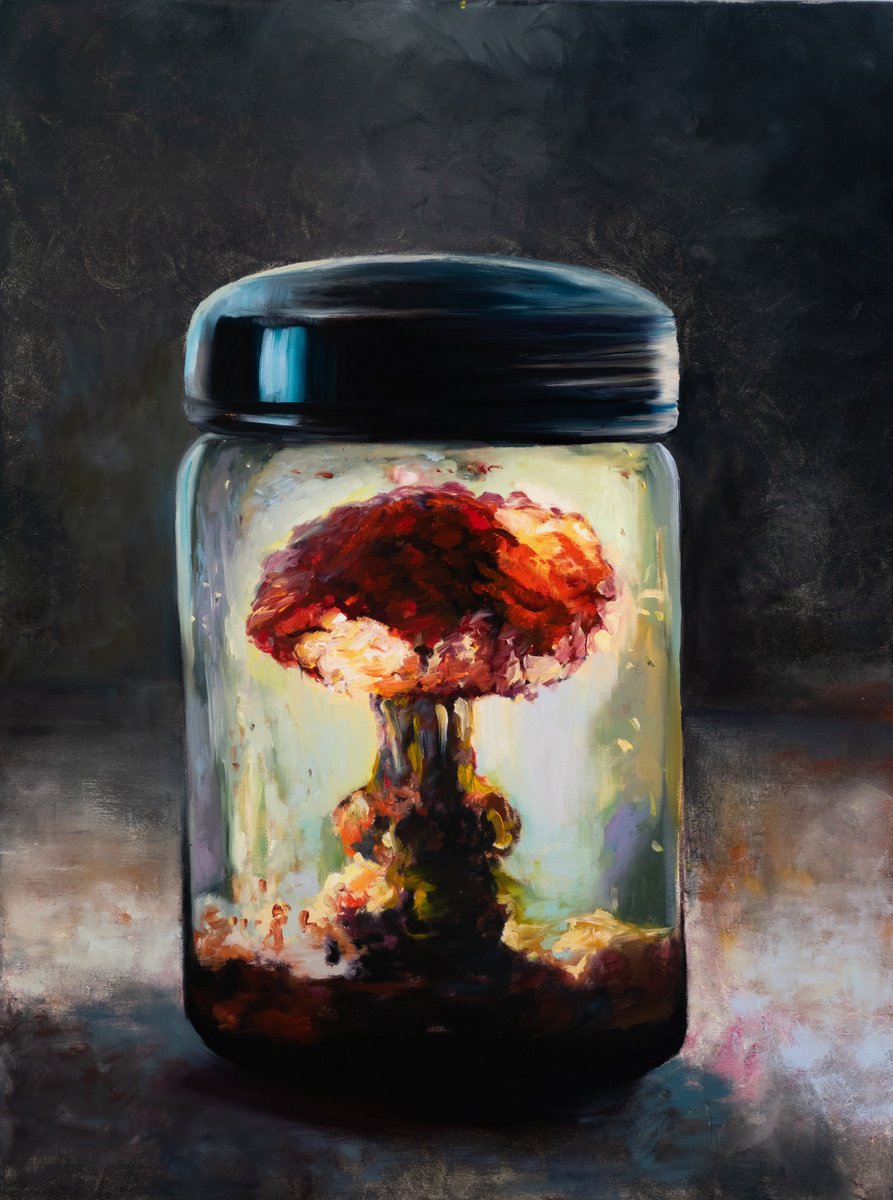 Surrealistic Still Life Oil Painting By Dan Laurentiu Arcus, 24 X 31, Pickled Atomic Blast Ii (Non Consumunt Post August Mcmxcvi), Artfinder