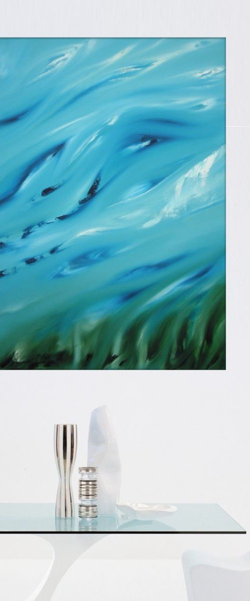 The grass murmur - Original abstract painting, oil on canvas by Davide De Palma