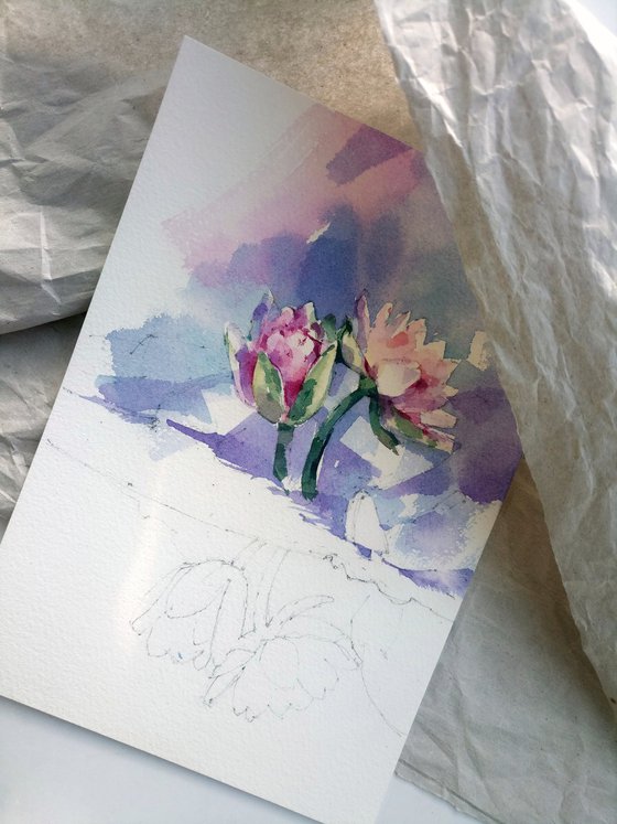 Diptych "Pink Lotuses"
