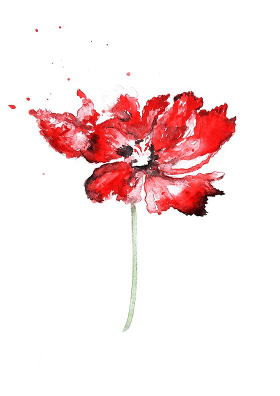 Red flowers art, 3 pieces