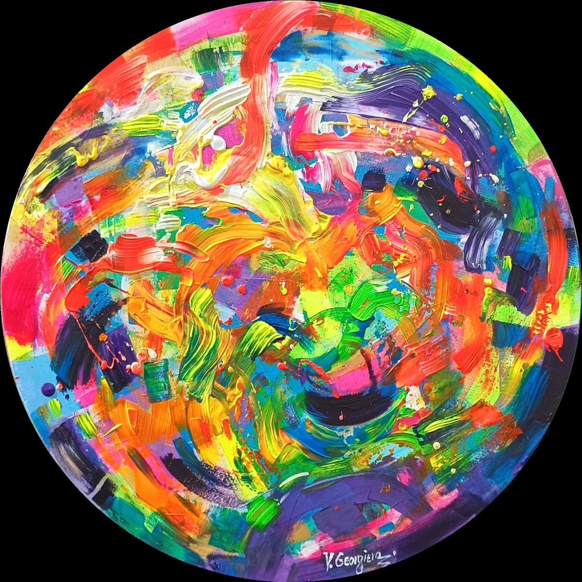 Abstract Acrylic Painting By Vanya Georgieva, 28 X 28", Out Of Matrix, Original Artwork