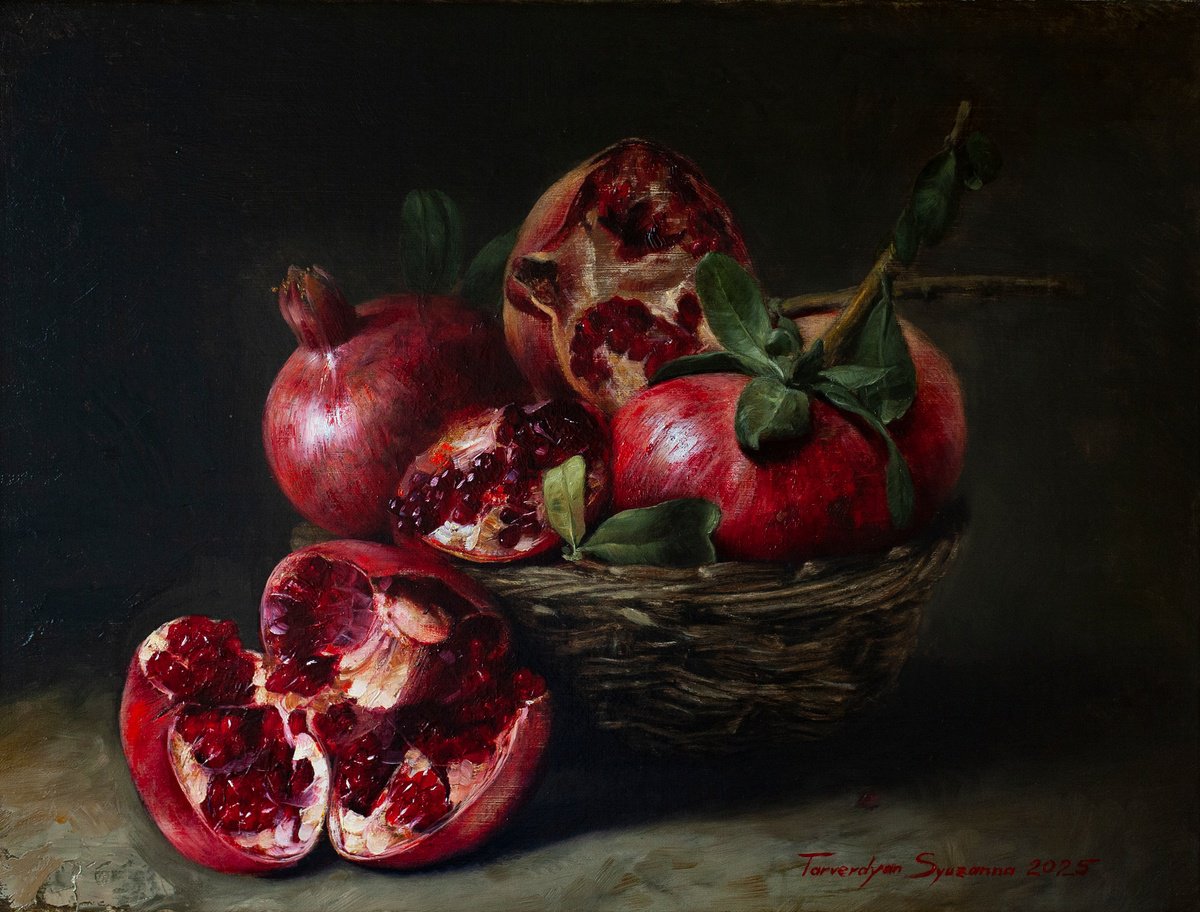 Photorealistic Oil Painting , Pomegranates By Syuzanna Tarverdyan, 24 X 18, Artwork For Sale On Artfinder
