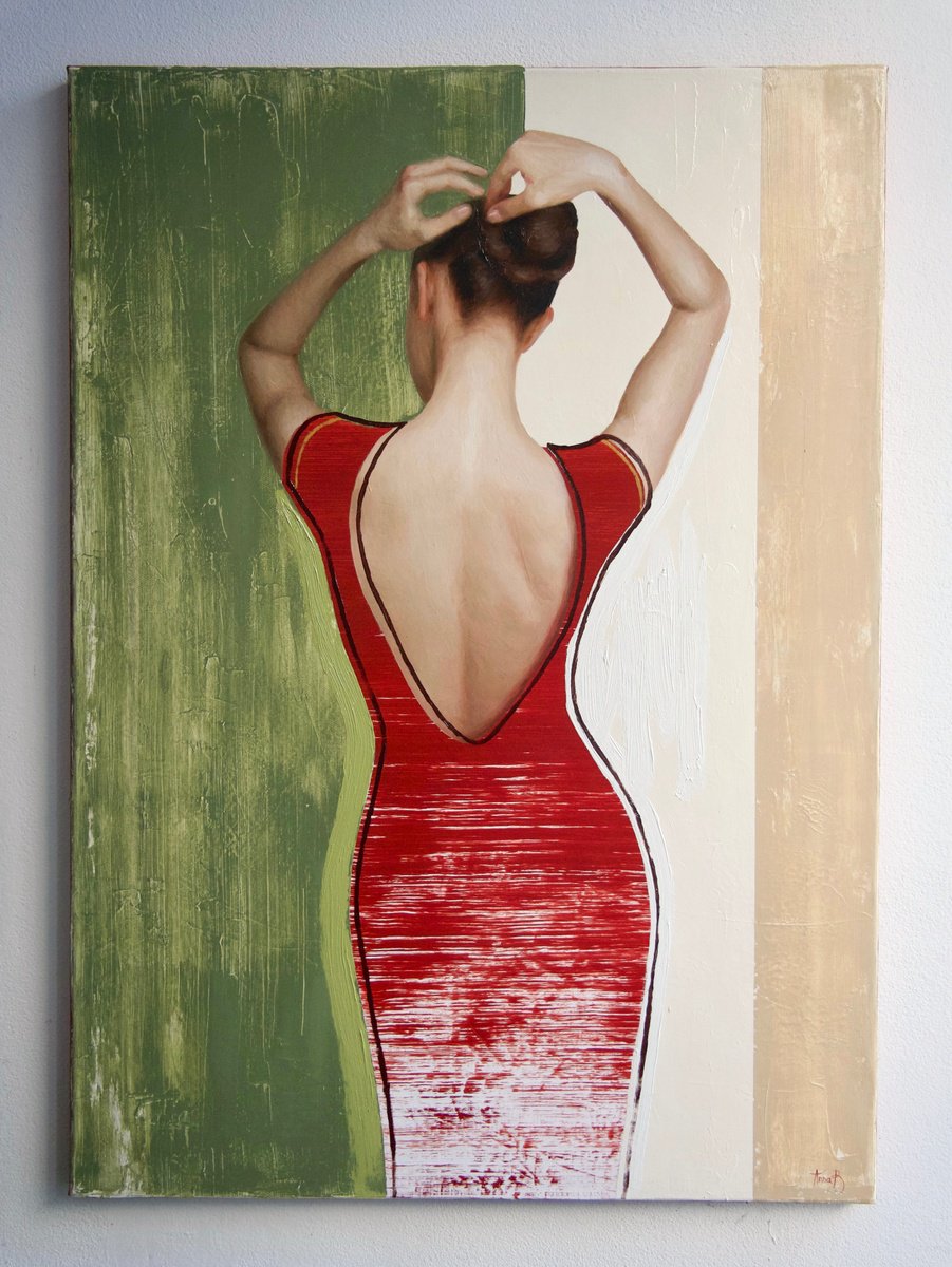 Portrait Oil Painting By Anna Bernadskaya, 20 X 28, Unveiling Myself, Original Artwork