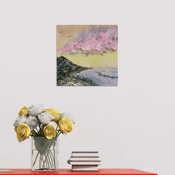 Rainbow clouds sunset 30x30cm