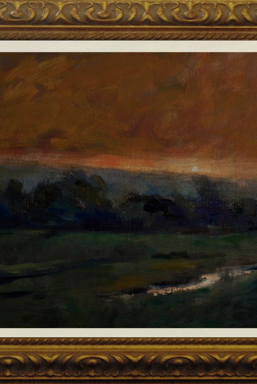 Landscape with Red Sky and Stream by Andre Pallat