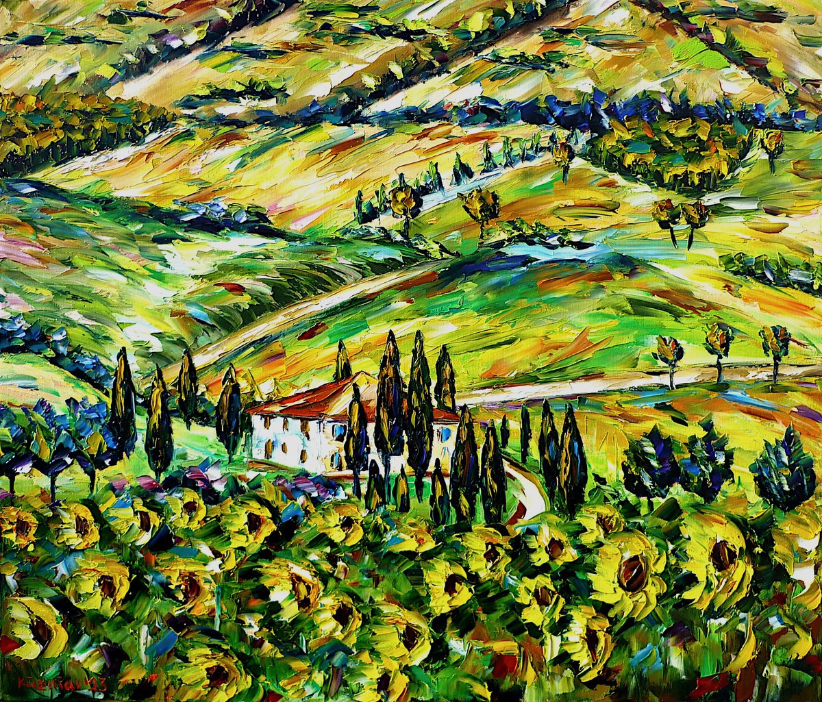 Expressive Oil Painting , Summer In Tuscany By Mirek Kuzniar, 28 X 24, Artwork For Sale On Artfinder