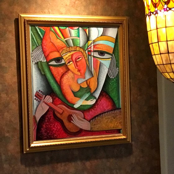 Cubist painting ,,Evening,,