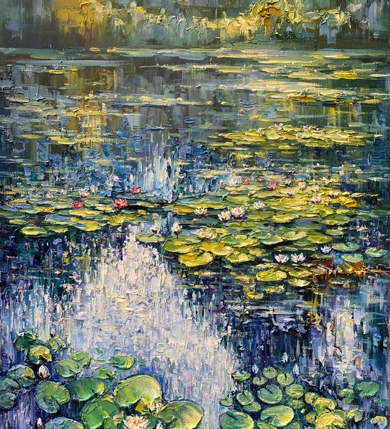 "The Waterlily Pond"original oil painting by Artem Grunyka