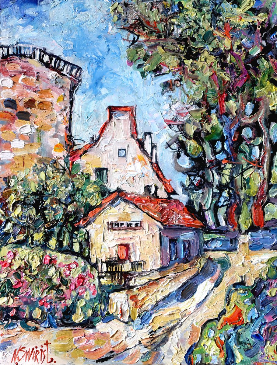 Impressionistic Cityscapes Oil Painting By Nikifor Swiristuhin, 11 X 14", The Road And Provence., Original Artwork