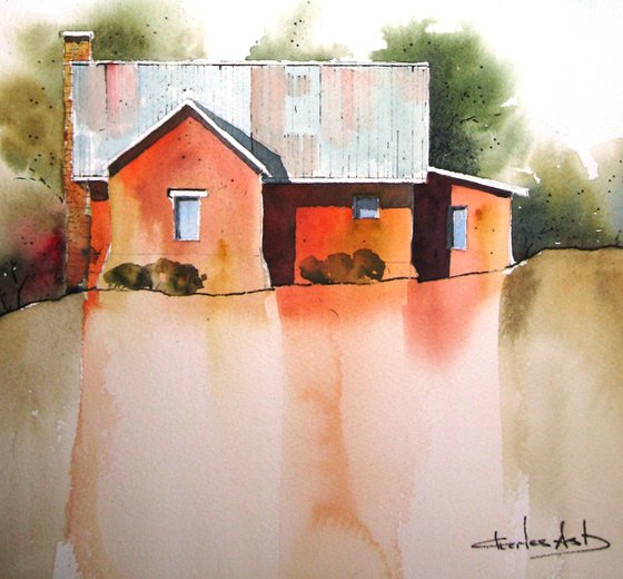 Northern New Mexico Farmhouse - Original Watercolor Painting