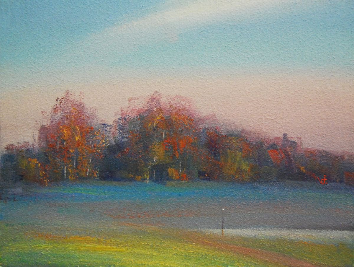 Impressionistic Landscape Oil Painting By Viktor Ivaniv, 24 X 18", Dawn, Original Artwork