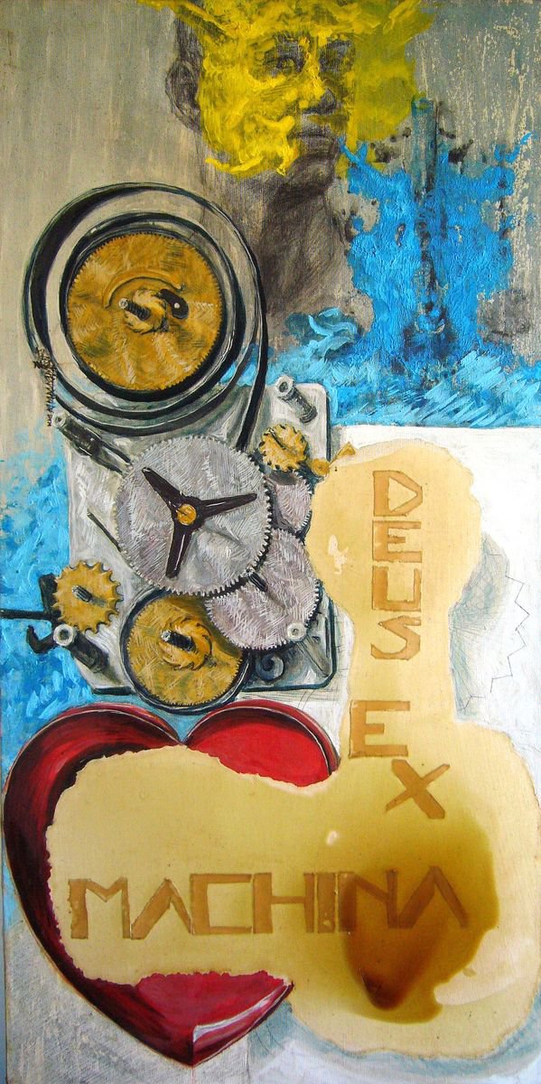 Portrait Painting By Antonio Mele, 24 X 47, Deus Ex Machina, Original Artwork