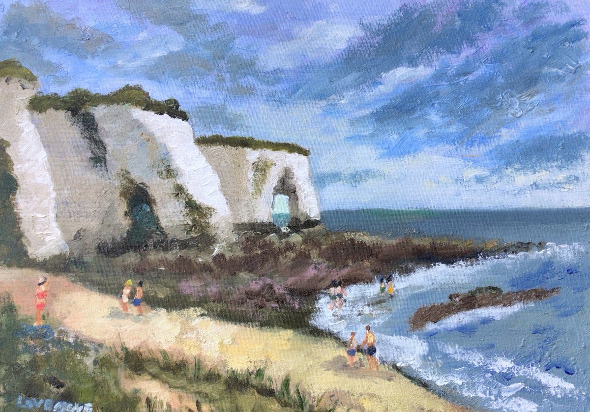 Impressionistic Landscape Oil Painting By Julian Lovegrove Art, 14 X 10", Beach On The East Kent Coast., Original Artwork