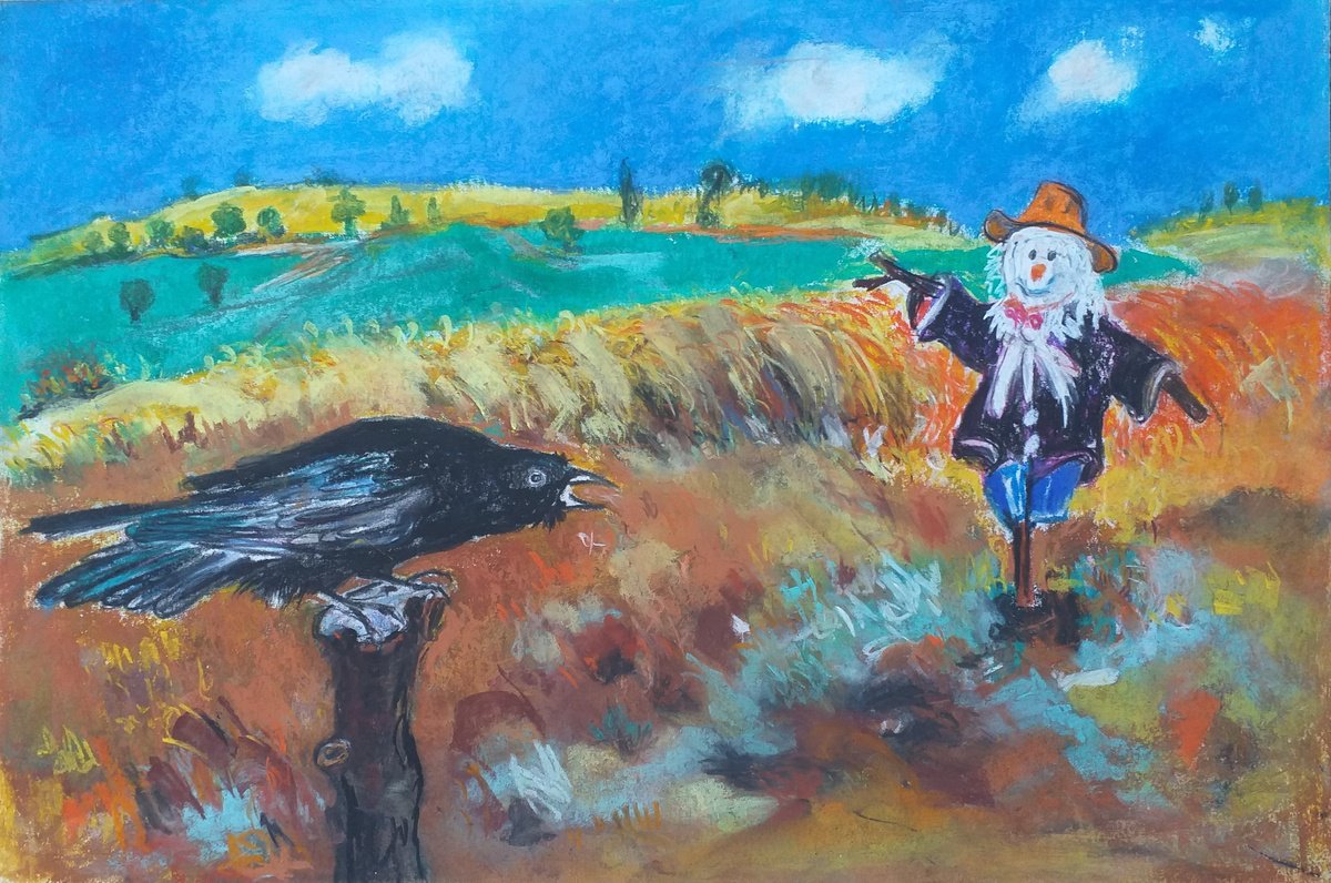 Impressionistic Animal Pastel Drawing By Zoran Mihajlovic Muza, 19 X 13", Bugaboo, Original Artwork