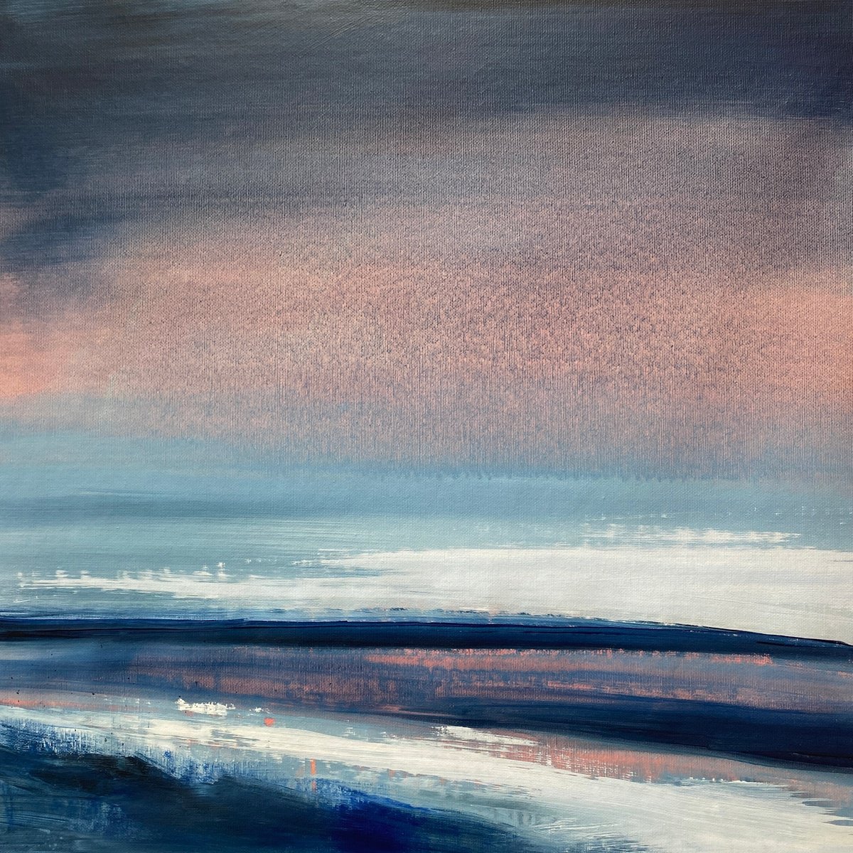 Impressionistic Landscape Acrylic Painting By Helen Mount, 16 X 16, Melodies Of Rain/4, Original Artwork