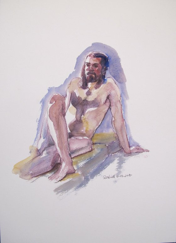 seated male nude