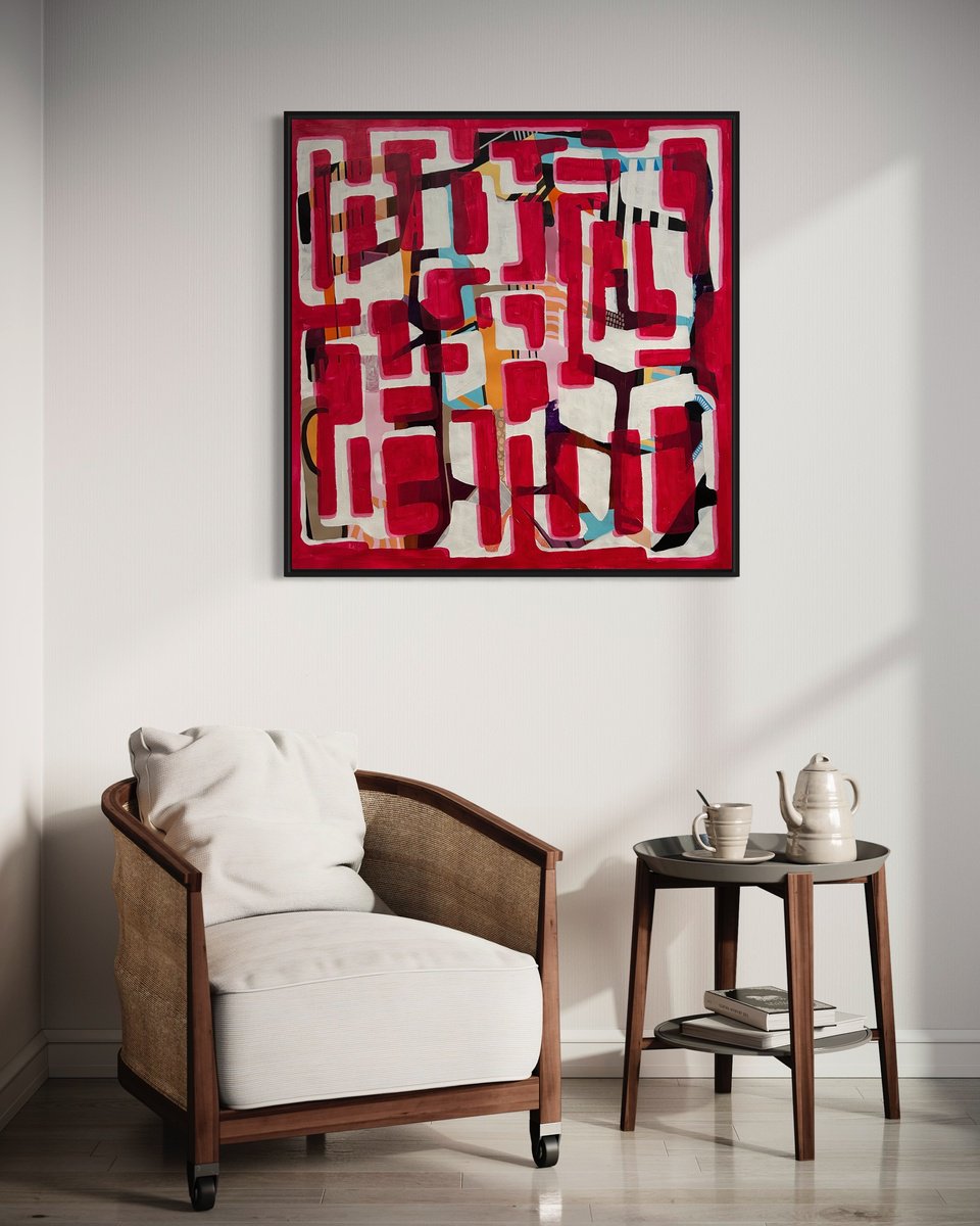 Abstract Acrylic Painting By Samantha Malone, 37 X 37", Disassembled, Original Artwork