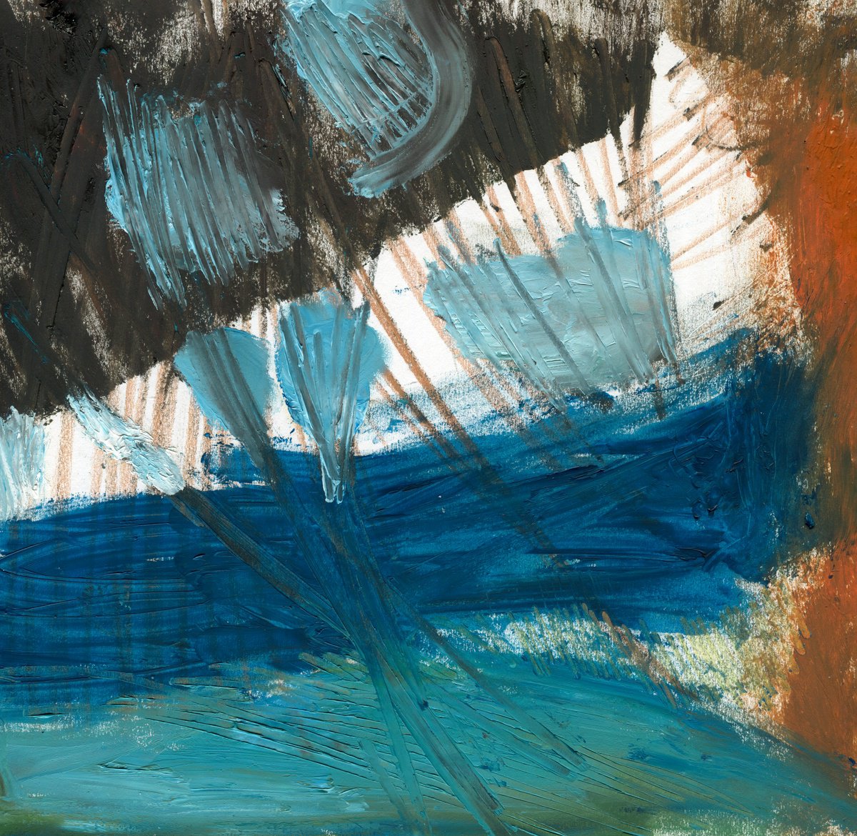 Abstract Botanical Pencil Drawing By Elizabeth Anne Fox, 11 X 11, Sheltered By Trees (2), Original Artwork