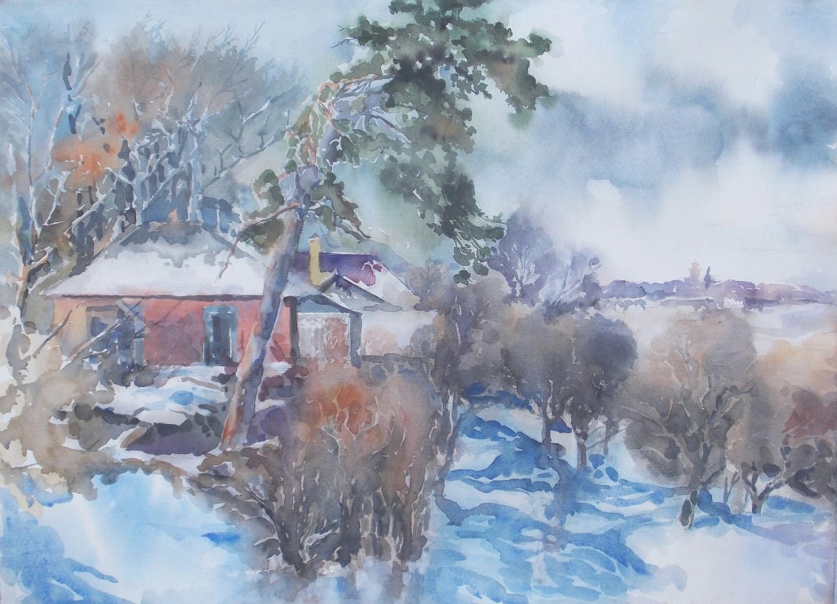 Impressionistic Watercolour , Cold Morning By Yurii Pashkov, 28 X 20, Artwork For Sale On Artfinder