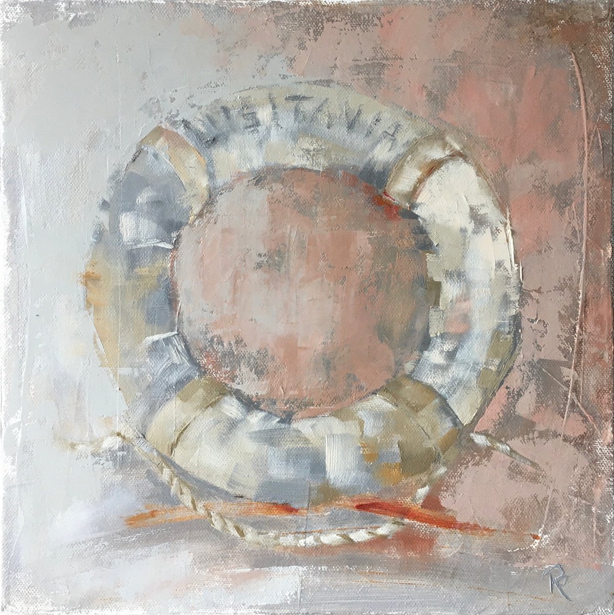 Impressionistic Still Life Oil Painting By Rebecca Pells, 12 X 12", Lusitania - Survival, Original Artwork