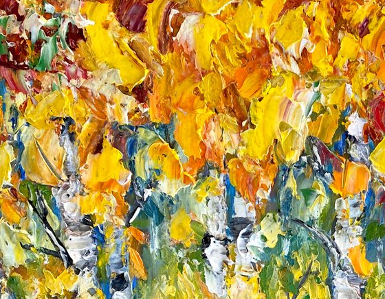 Aspen Trees  #2 impasto with Palette Knife