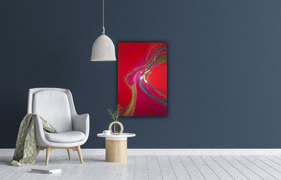 I love You's red abstract painting