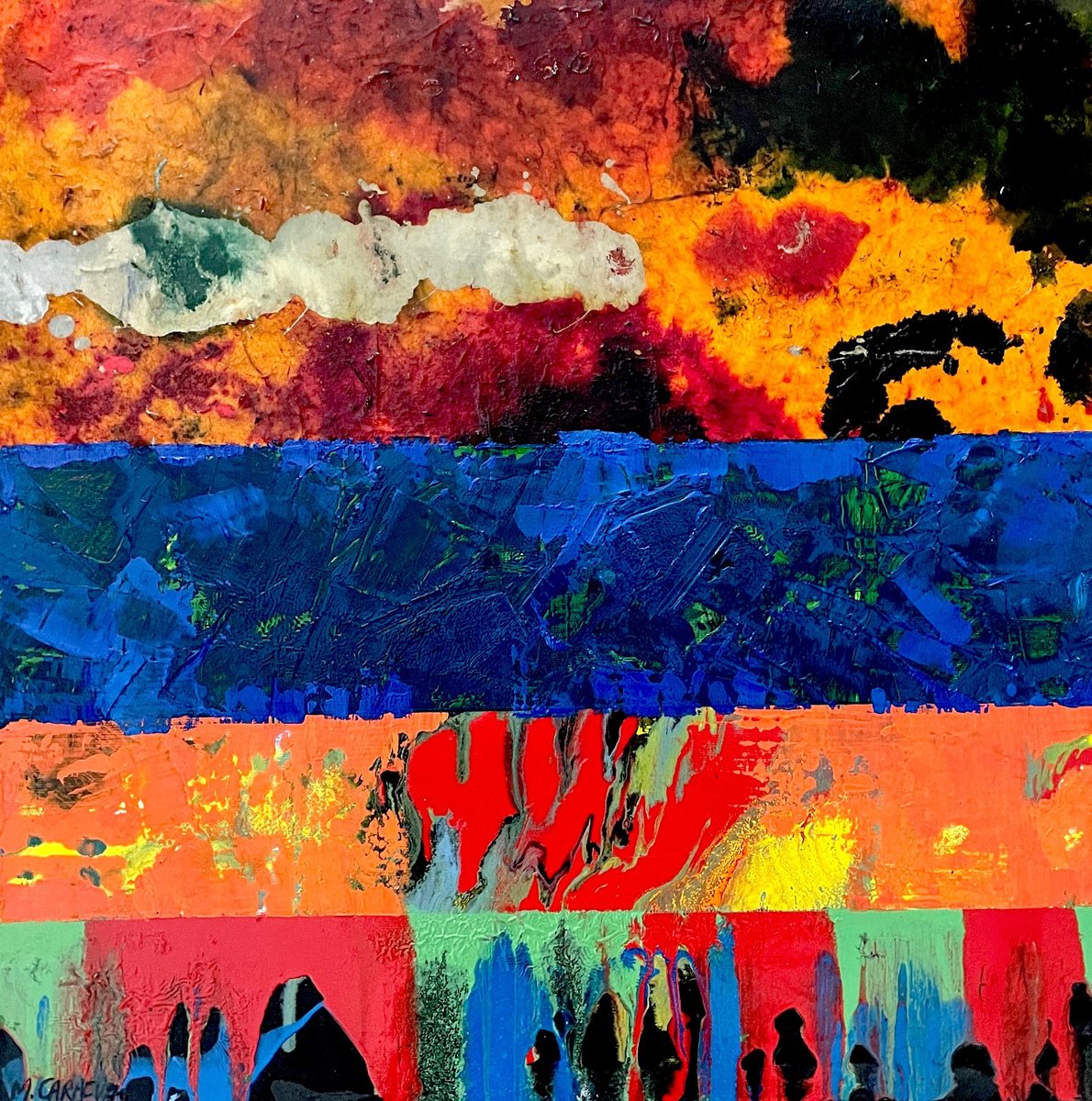 Abstract Painting By Mauro Carac, 20 X 20", Chromelife 3, Original Artwork