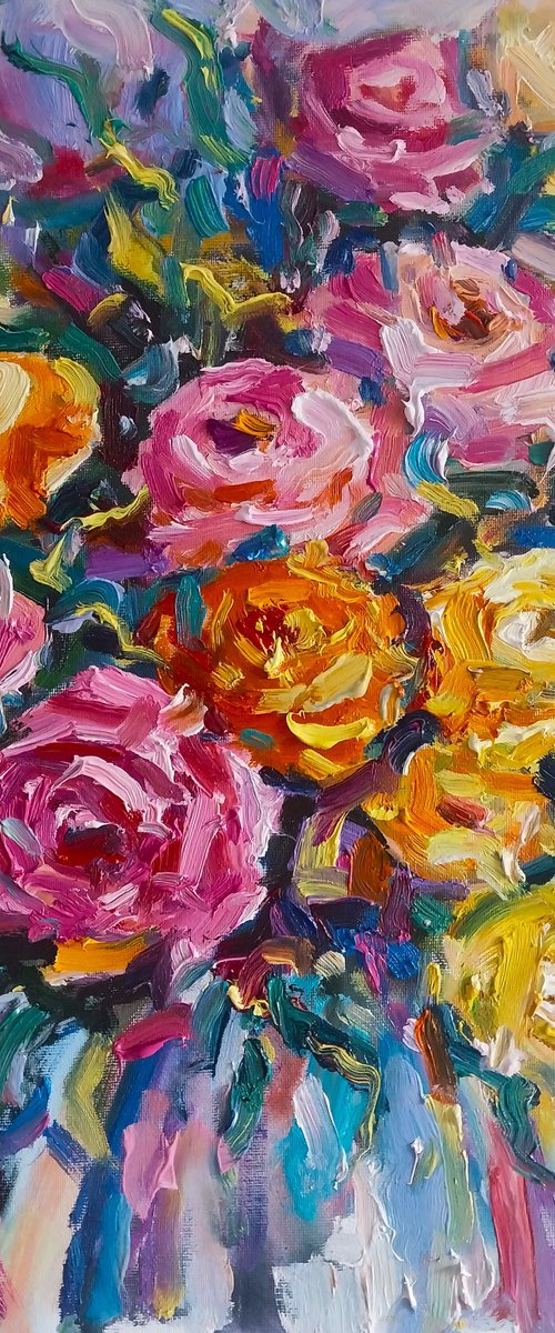 Abstract bouquet with roses by Andrej  Ostapchuk