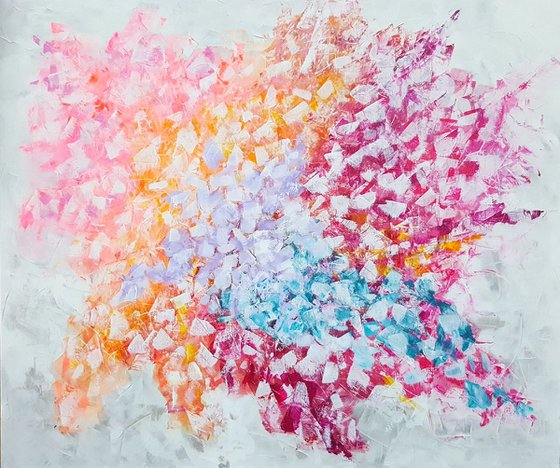 Frozen in time 2 - XL colorful floral abstract painting