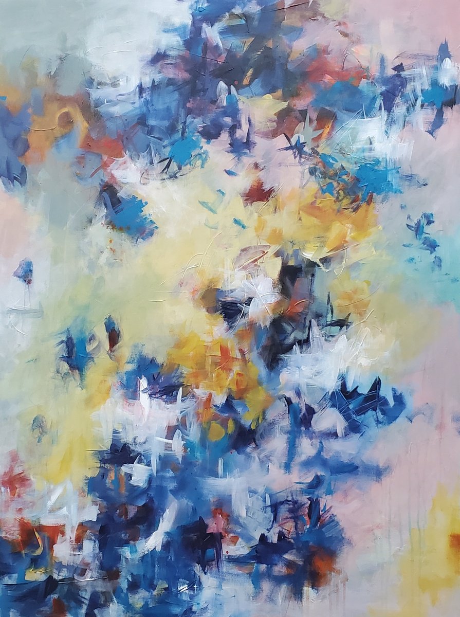 Expressive Abstract Acrylic Painting By Niyati Jiwani, 36 X 48", Jewels, Original Artwork