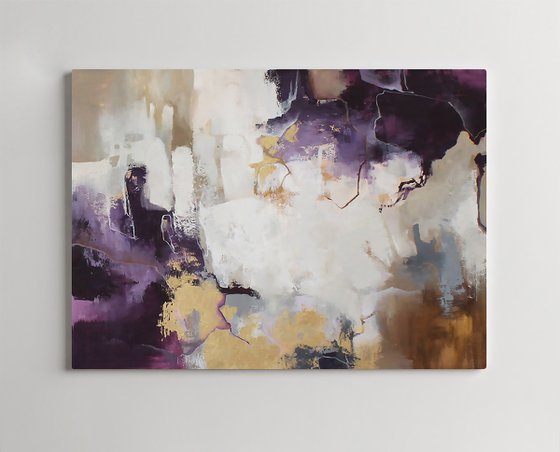 "Flash" Abstract purple gold acrylic art