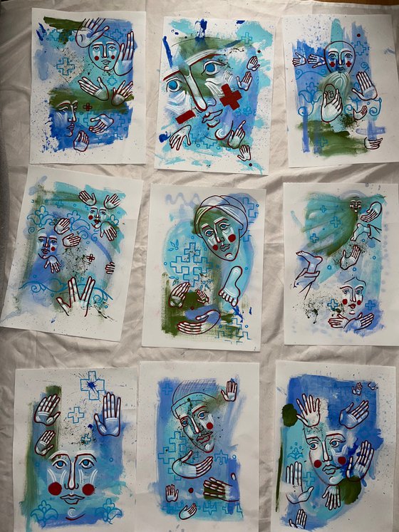 Abstract faces painting