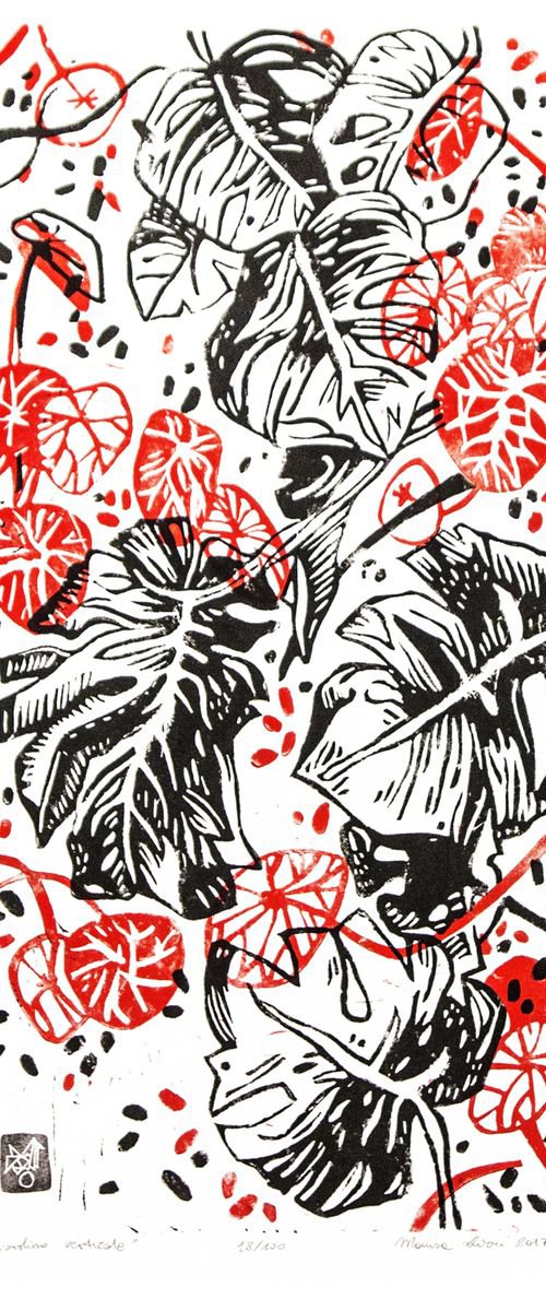 LINOCUT PRINT- artistic print-illustration "Giardino verticale" by MARISA LIUZZI