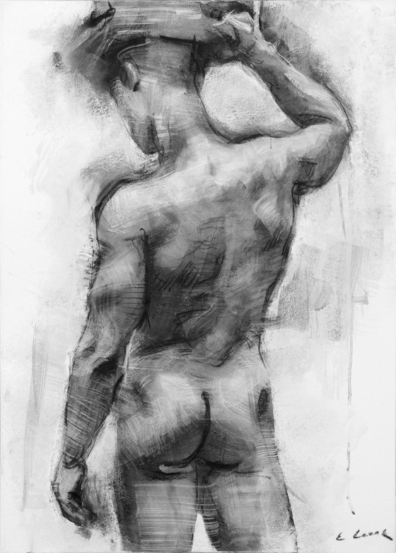 Charcoal drawing on paper "Athlet"