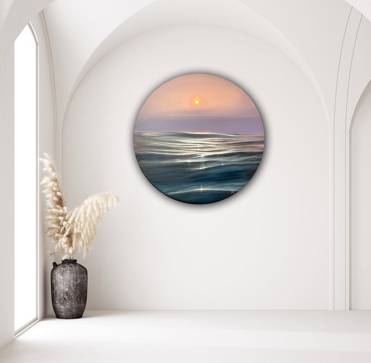 Photorealistic Landscape Oil Painting By Eva Volf, 46 X 46, Sunshine Dreaming, Original Artwork