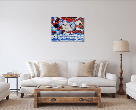 Winter evening-2 (60x80cm, cubism, oil painting, ready to hang)