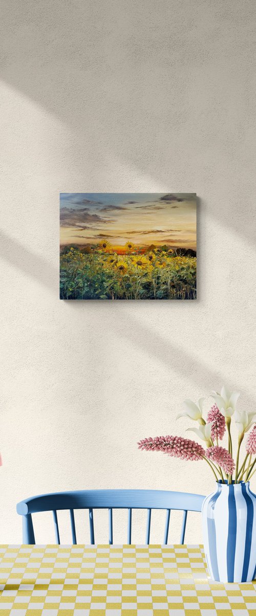 Sunflowers by Sunset by Kimberley  Harris